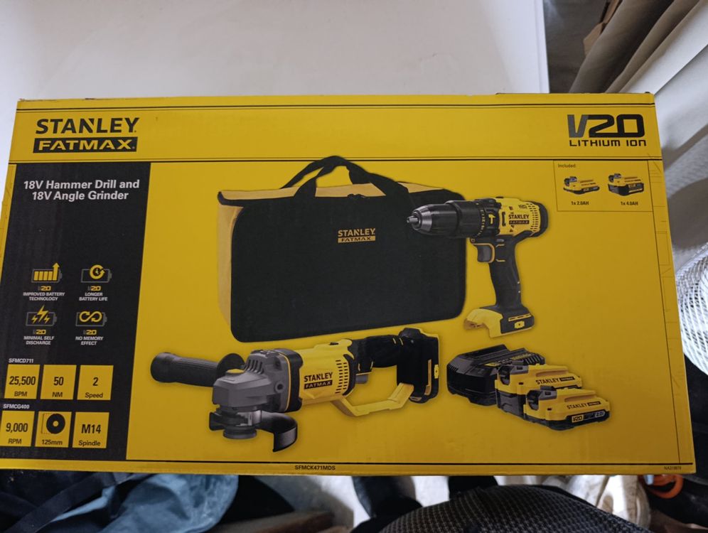 Stanley Fatmax V20, Trapano-avvitatore + smerigliatrice, 18V nuovo!