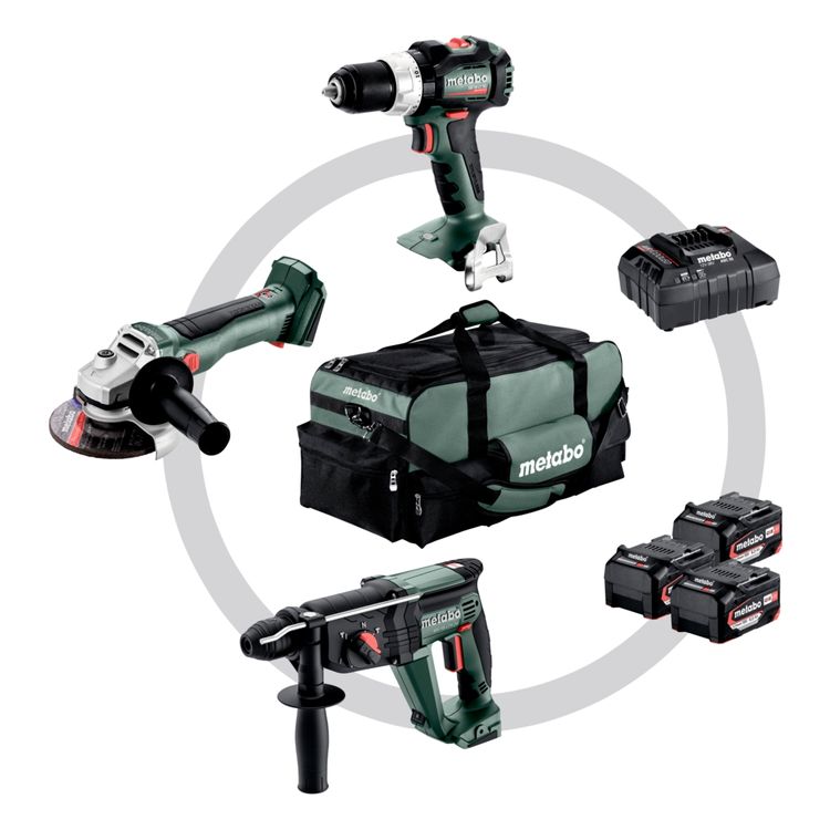 Metabo set di utensili a batteria, martello, trapano, levigatrice, nuovo OVP