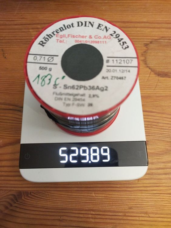 Rotolo di filo di saldatura, S-Sn62Pb36Ag2, ca. 500g, elettronica per costruire!