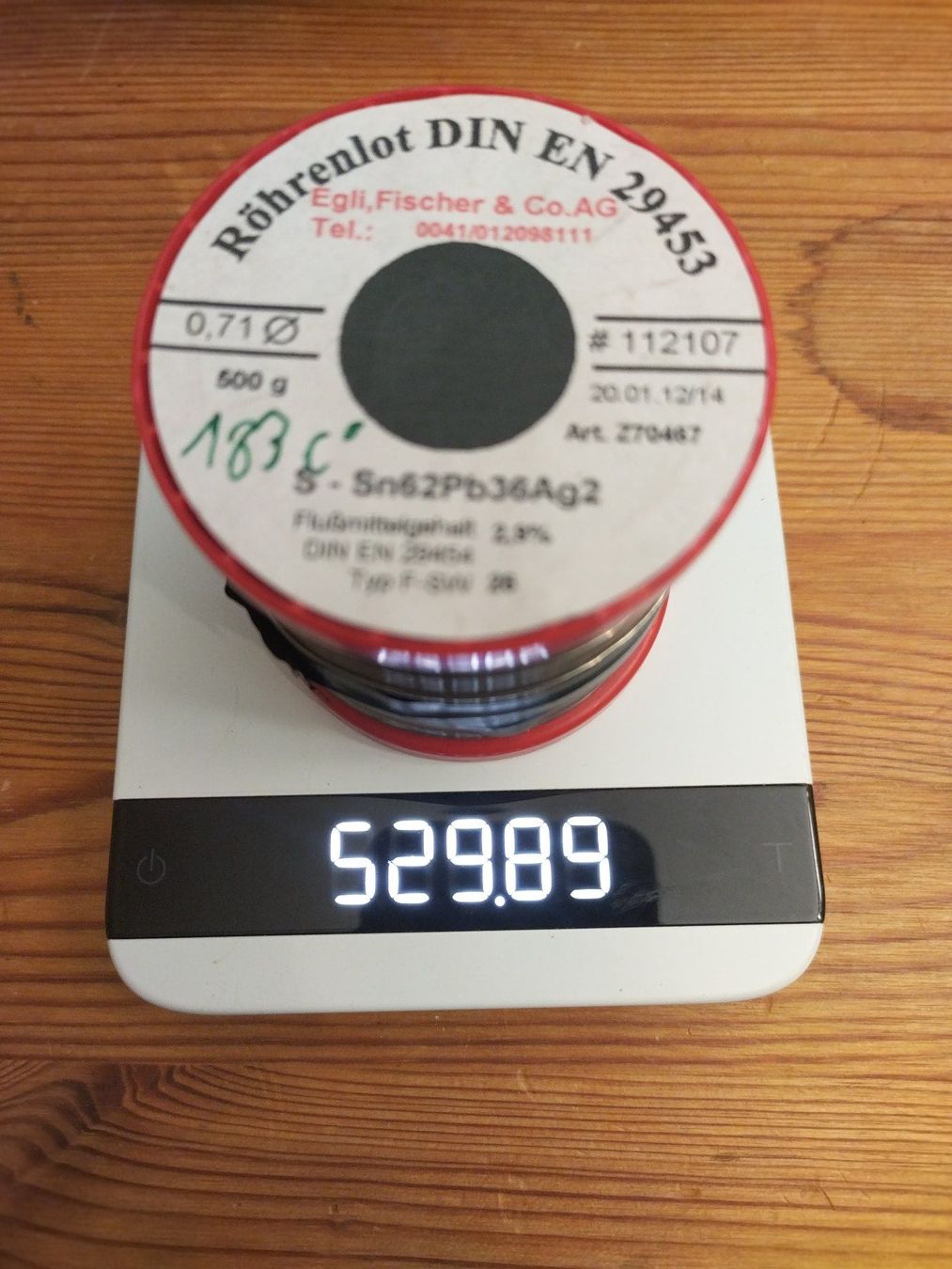 Rotolo di filo di saldatura, S-Sn62Pb36Ag2, ca. 500g, elettronica per costruire! - Image 1