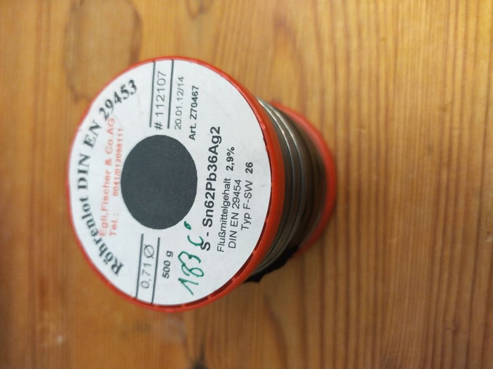 Rotolo di filo di saldatura, S-Sn62Pb36Ag2, ca. 500g, elettronica per costruire! - Image 2