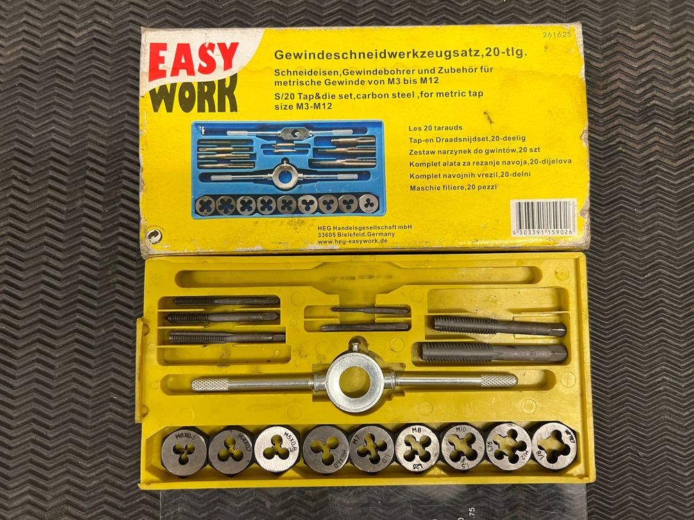 Set di filettatori 20 pezzi M3-M12 Filettatore da officina