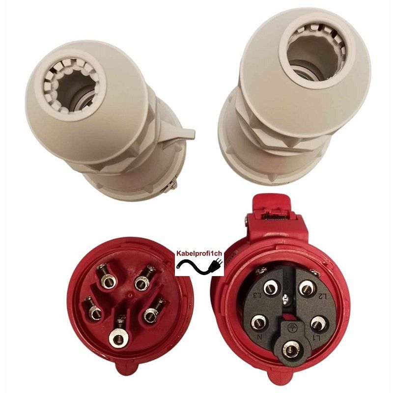 CEE32-5 IP44 connettore + set di attacco con manicotti di chiusura + verso l'interno - Image 3