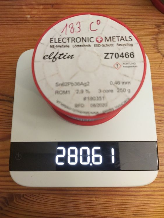 Lötzinn Elektronik Metals, Sn62Pb36Ag2, 250g