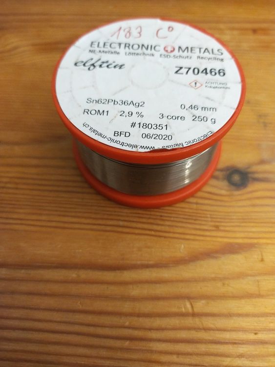Lötzinn Elektronik Metals, Sn62Pb36Ag2, 250g - Image 1
