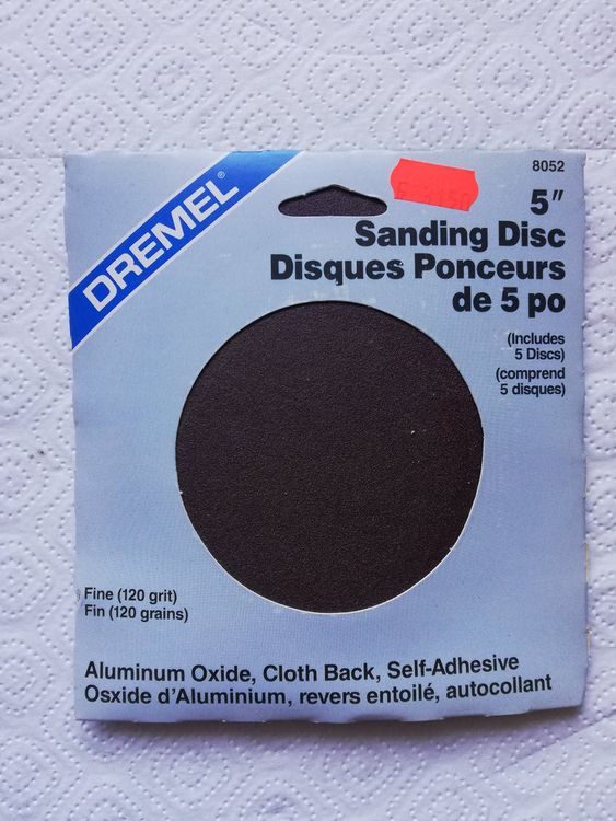 5 Dremel dischi abrasivi 120 grana autoadesivi nuovi
