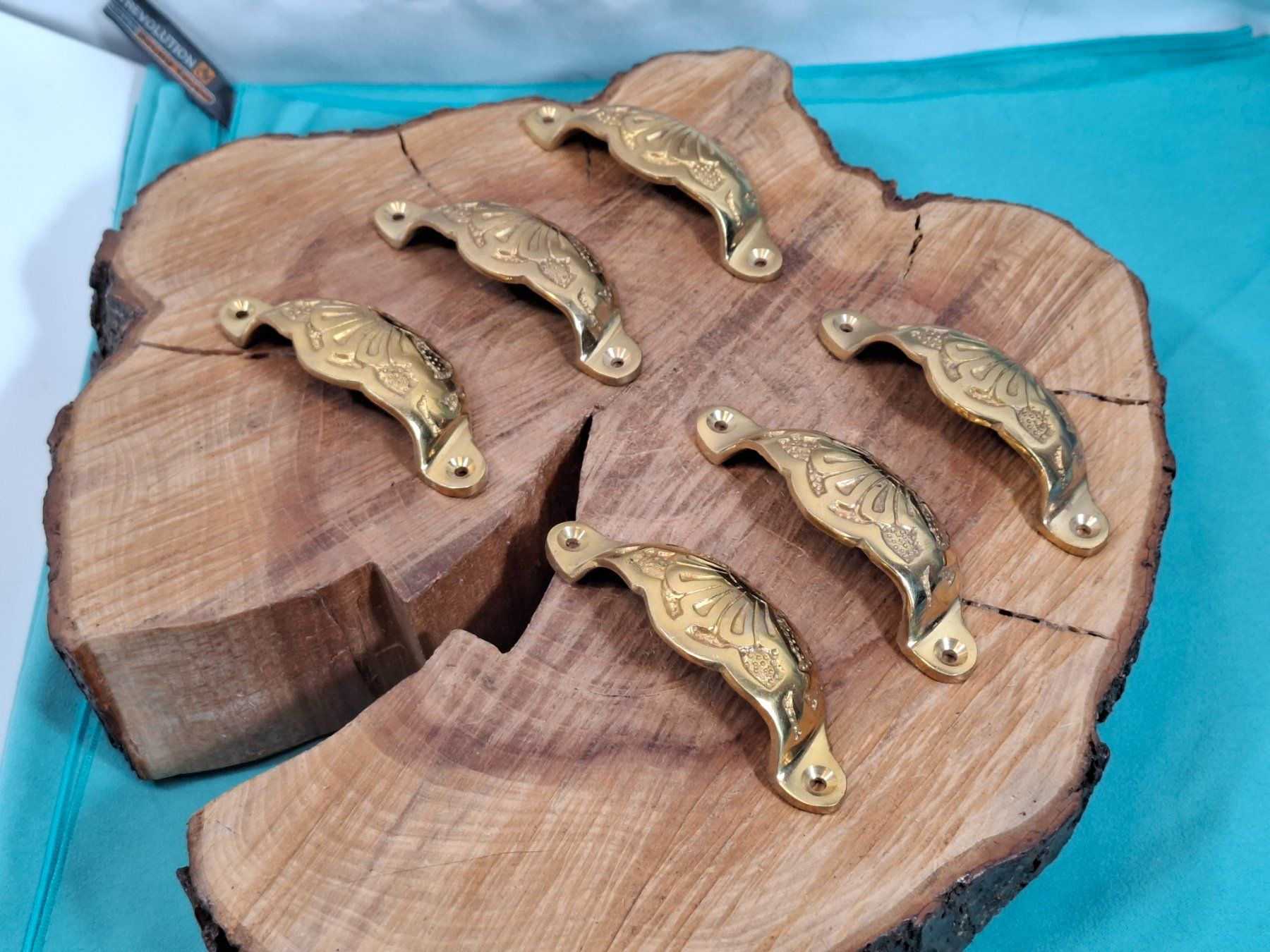 6 belle maniglie per conchiglie, 9.3cm, fuso in ottone (3814#MBS3) - Image 1
