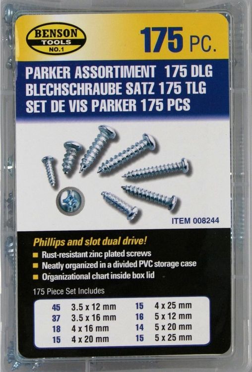 Assortimento di viti per lamiera 175 pezzi - Image 2
