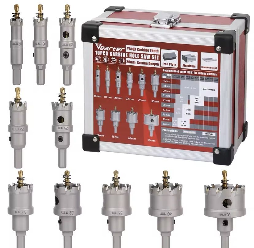 TCT Vearter 10pcs 16-50mm Wolframkarbid-Lochsäge-Set - Image 1