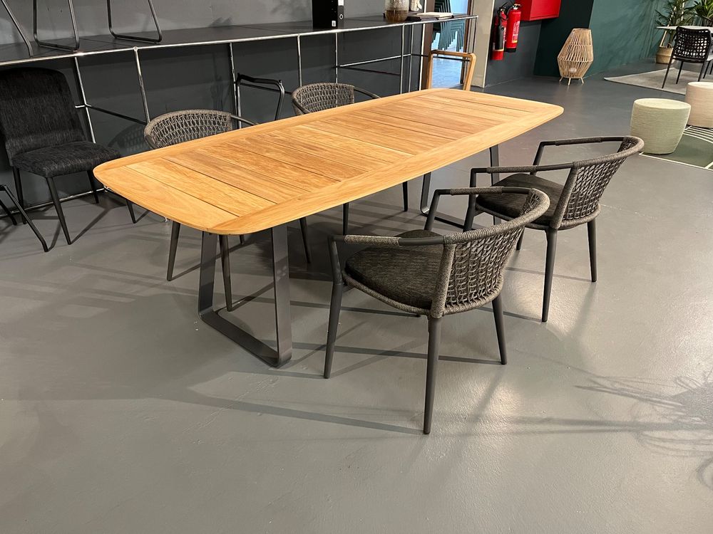Tavolo da giardino in teak 240 x 100 cm con piedini antracite @420307