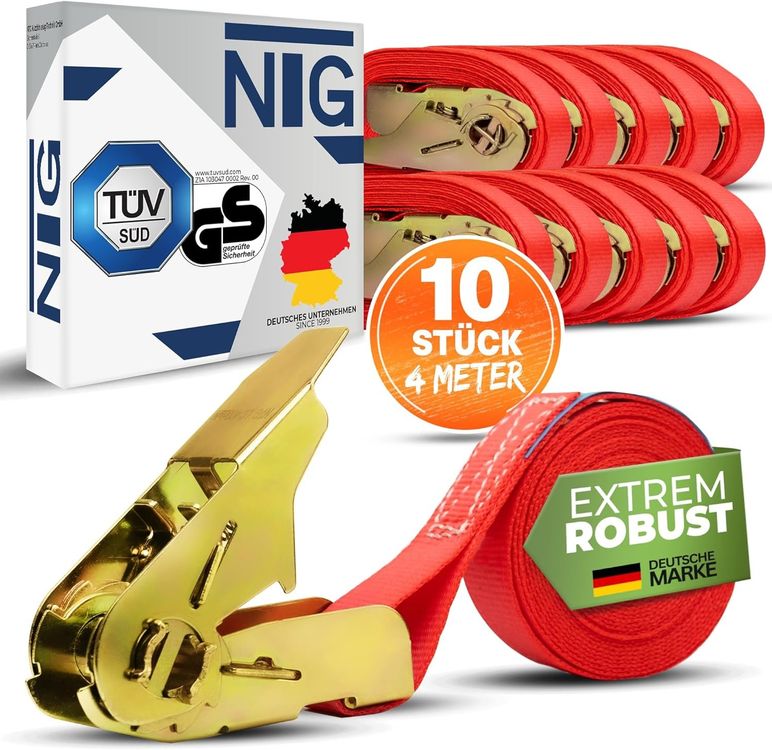 Set di cinghie di traino 10 pezzi 4m 800kg Cinghie di traino con moschettone