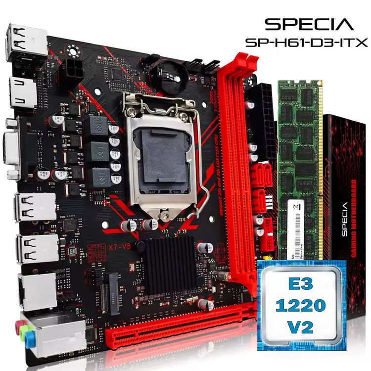Scheda madre Specia H61 ITX + Intel Xeon E3-1220v2 + 16GB RAM