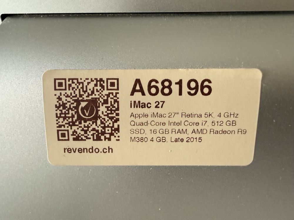 DEFEKT: iMac 27" Retina 5K, 2015, Intel Core i7, 16GB RAM - Image 2