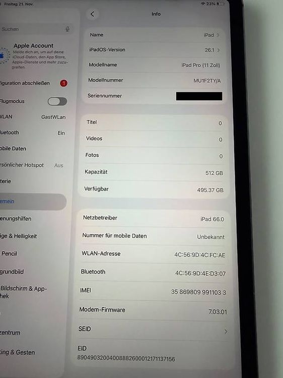 iPad Pro 11" (2018) WiFi+Cellular (4G), 512GB, spazio grigio - Image 2