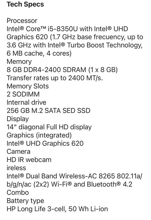 HP Elitebook 840 G5 i5, 8GB RAM, 256 SSD - Ottimo stato! - Image 2