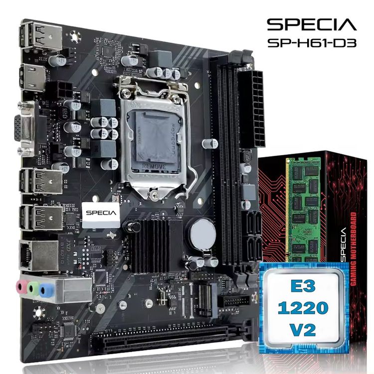 Scheda madre Specia H61 + Intel Xeon E3-1220v2 + 16GB RAM nuova