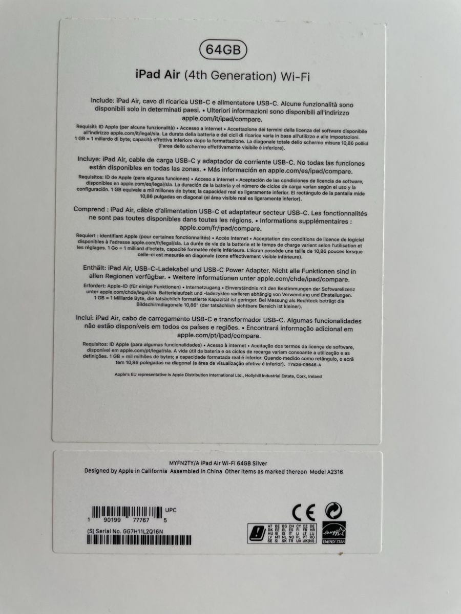 GELEGENHEIT- iPad Air WiFi (4th Gen) argento 64GB Top Condition - Image 3