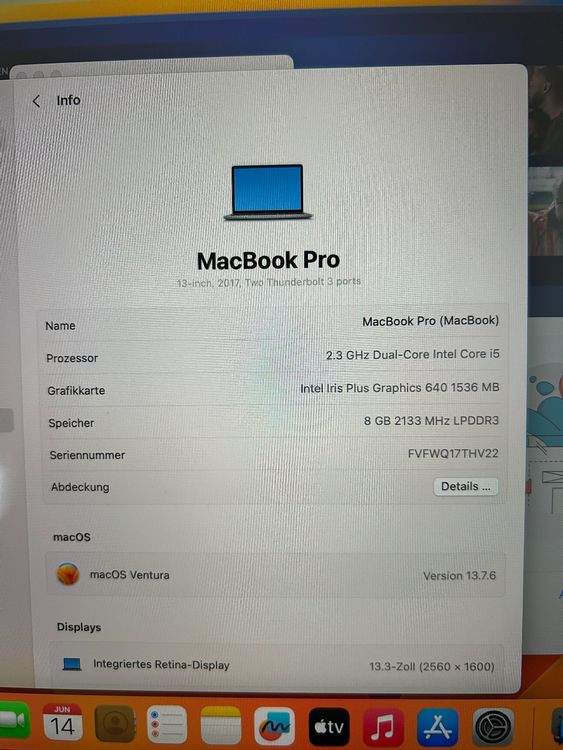 MacBook Pro 13,3“ (2017) Retina 2,3GHz Dual Core Intel i5 - Image 2