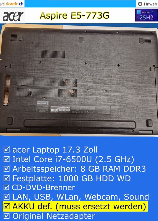 acer Aspire E5-773G, 17.3" Laptop - Image 2