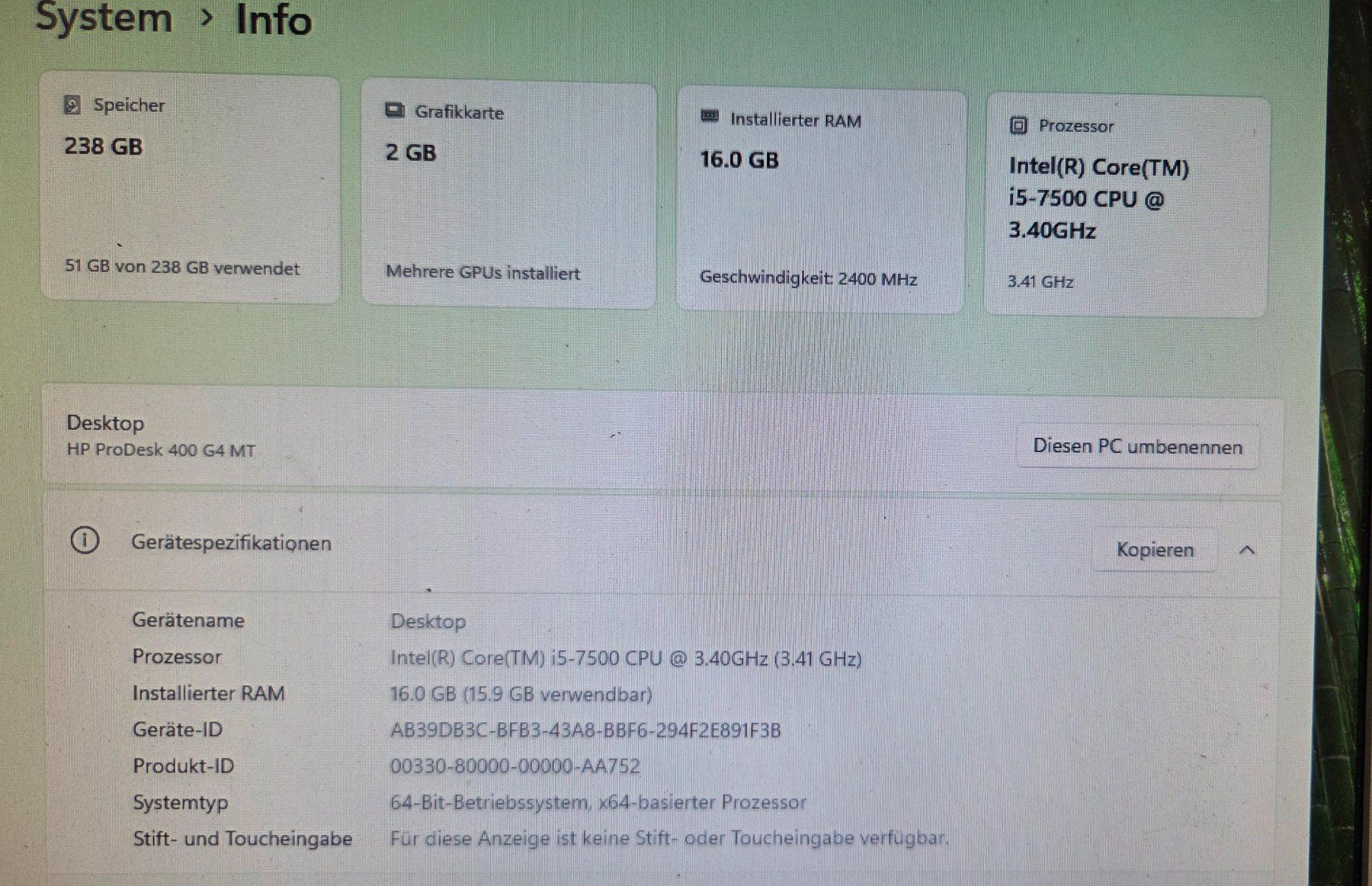 HP ProDesk 400 i5-7500 3.4GHz 16GB RAM 2 x 120SSD Win11 pro - Image 3