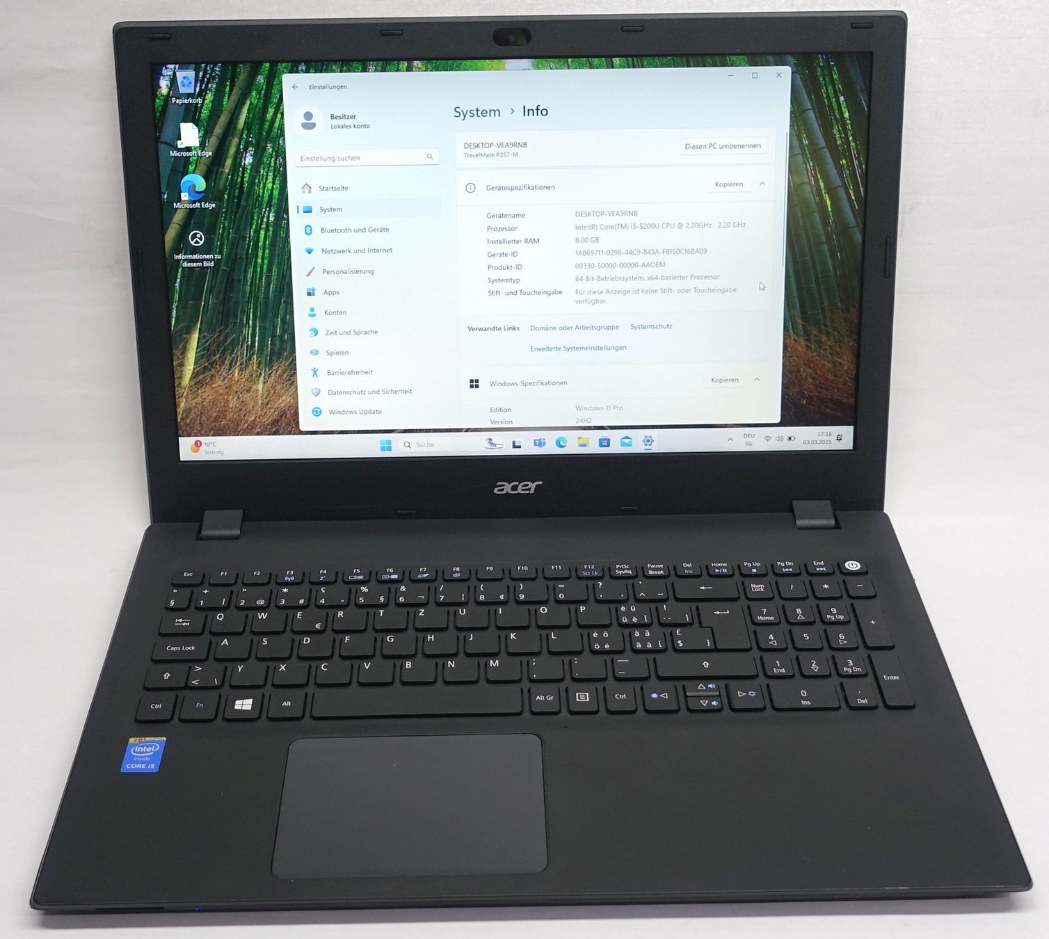 ACER TM P257 - i5 / 8GB / 1TB SSD / Win11 - Image 1