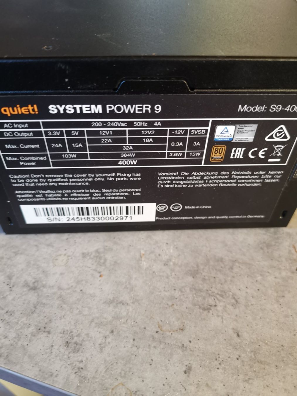 BE QUIET 400WATT NETZTEIL - Image 3