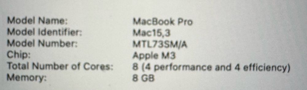 MacBook Pro 14" (2023) M3 / 8GB RAM / 512GB SSD / 99 cicli - Image 2