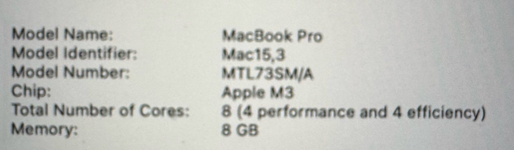 MacBook Pro 14" (2023) M3 / 8GB RAM / 512GB SSD / 99 cicli - Image 3