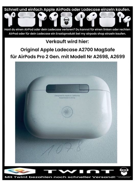 Original Apple Ladecase MagSafe A2700 für AirPods Pro 2 Gen.