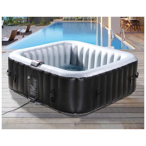 Bella vasca idromassaggio gonfiabile in PVC - 6 posti - grigio/nero