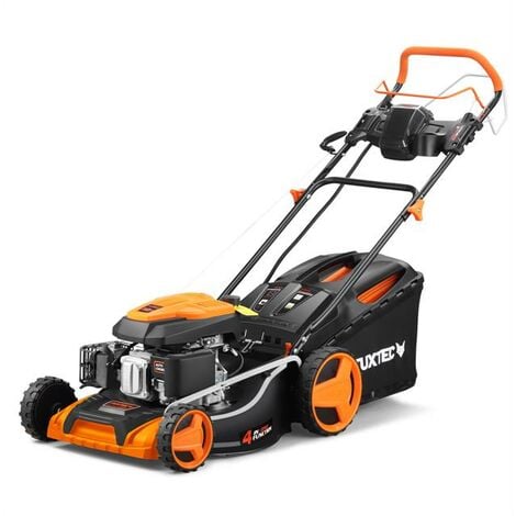 Rasaerba a benzina FUXTEC 4in1 FX-RM5196eS con avviamento elettrico - 6HP/4,4kW Larghezza di taglio 51 cm & Regolazione altezza 25 mm-75 mm Trazione posteriore 4 tempi - Cesto di raccolta erba da 60 litri, funzione mulching e funzione mulching. espulsione
