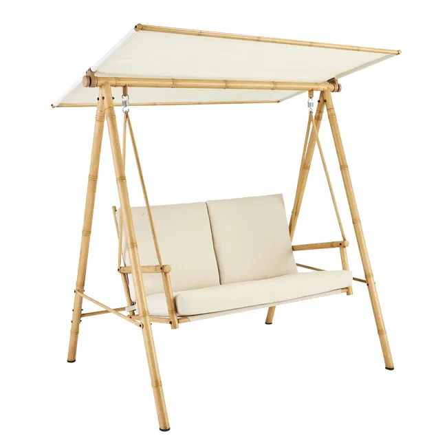 Altalena da giardino in bambù naturale beige
