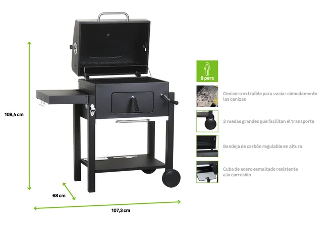 Barbecue a carbone NATERIAL Centaurus Beta consigliato per 6-10 persone