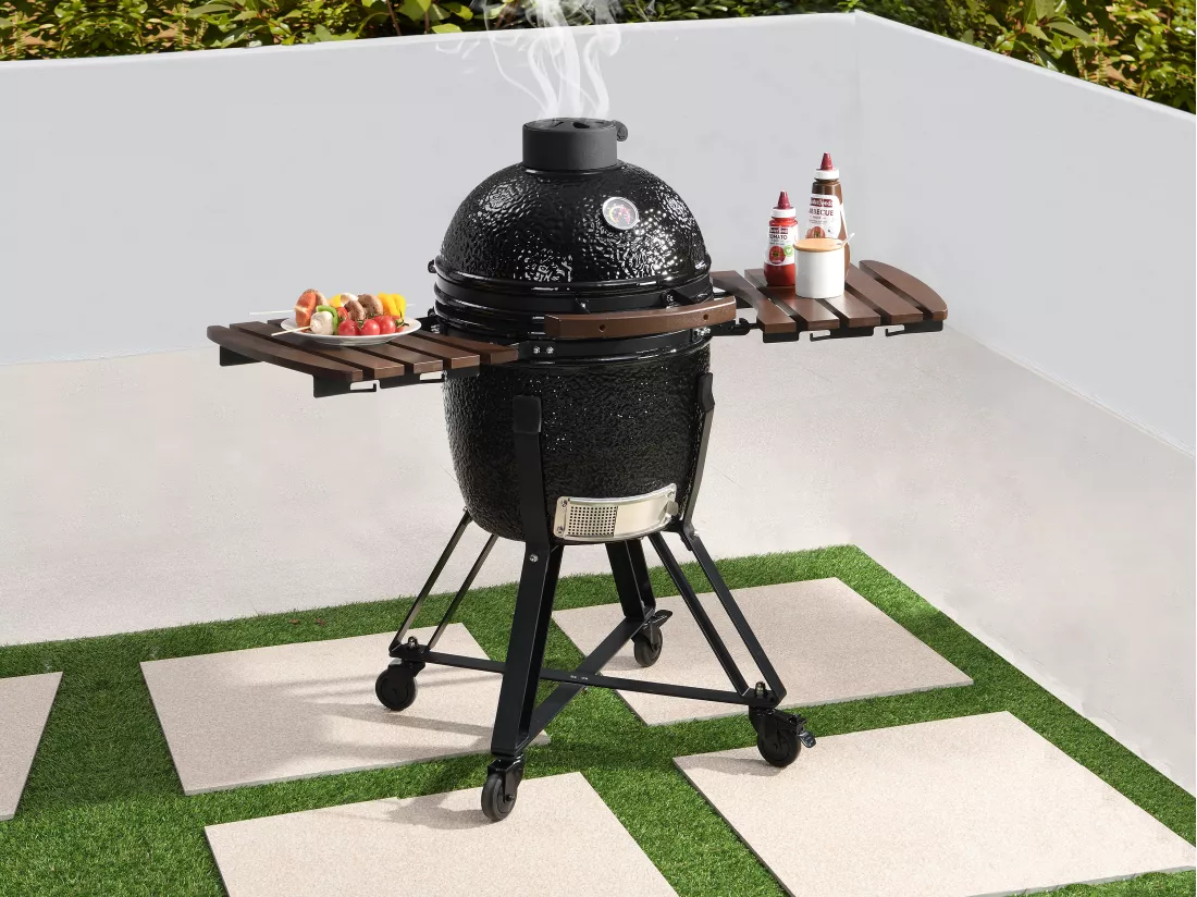 Barbecue kamado a carbonella 45 x 63 x 105 cm in ceramica e bambù - IZAKI
