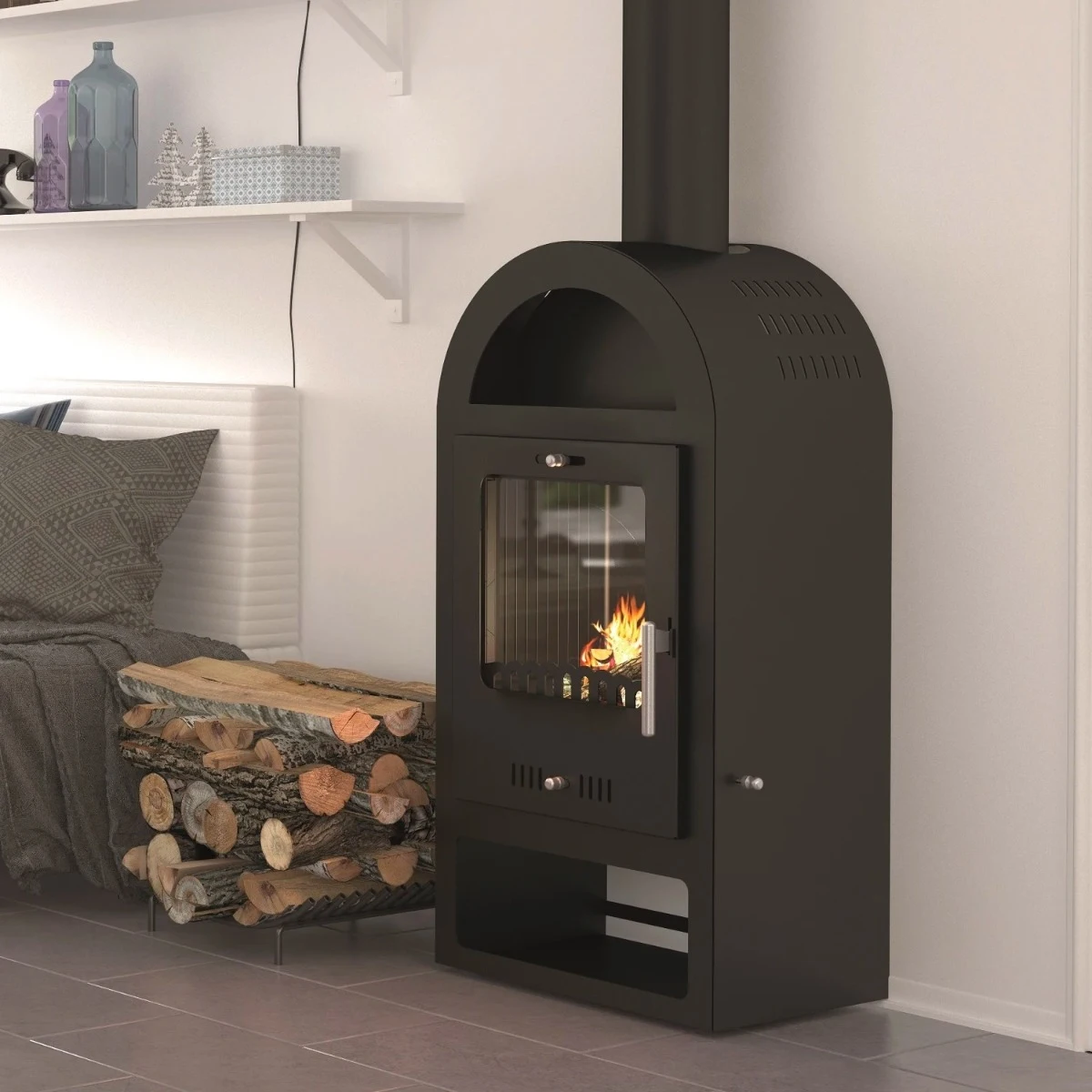 BEAUTY Maestro K Luxury Stufa a legna grigia 7 kW