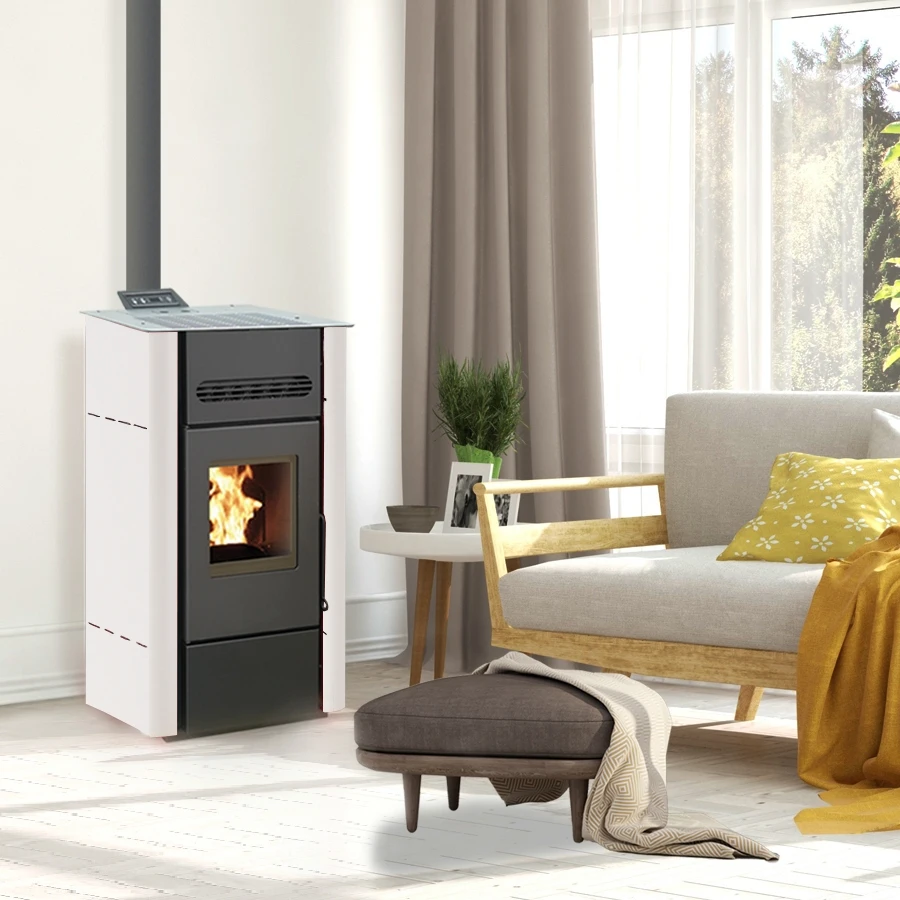 BELLEZA STARK Stufa a pellet canalizzabile 15 kW Bianca