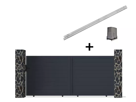 Cancello scorrevole elettrico L416 x H180 cm Alluminio massiccio Antracite - NAZARIO