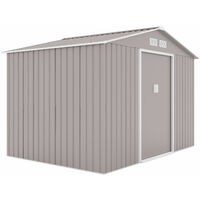 Capanno per attrezzi in metallo HATTORO S200 con telaio a pavimento XL 277 × 191 × 192 cm (L x P x A) 7,3 m³ Tetto a due falde grigio chiaro