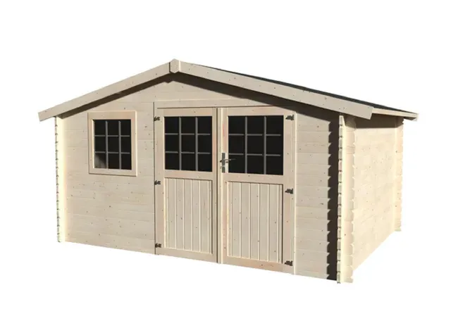 Capannone in legno di valeriana che misura 414x229x303 cm e 12,54 mq
