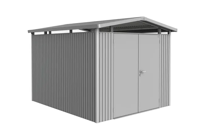 Capannone in metallo argento PD Panorama che misura 273x227x318 cm e 8,68 mq