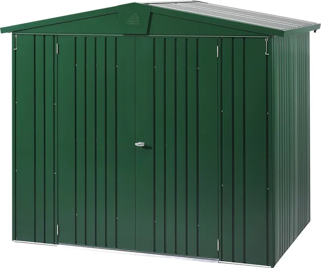 Capannone in metallo Verde Europa che misura 244x203x156 cm e 3,8 mq