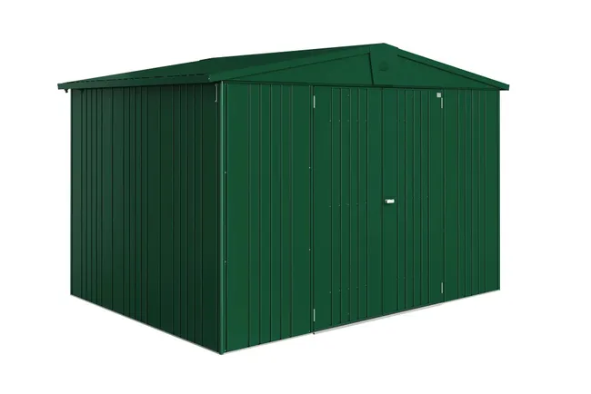 Capannone in metallo verde Europa che misura 316x209x228 cm e 7,2 mq