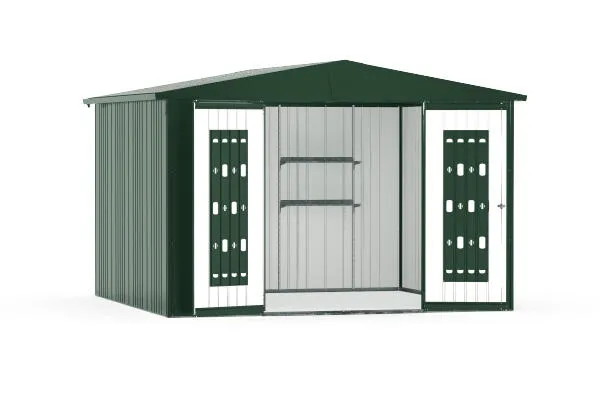 Capannone in metallo Verde Europa di 316x209x300 cm e 9,48 mq