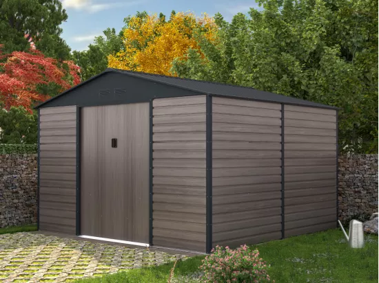 Casetta da giardino 10,98 m² in acciaio zincato simil legno Grigio - ADELMO