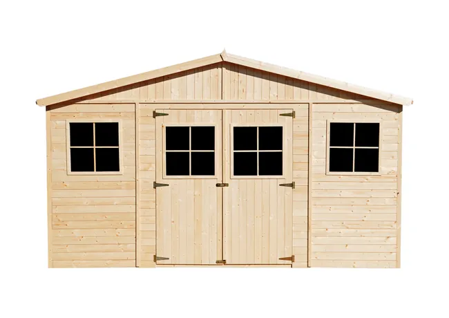 Casetta da giardino in legno - H246 x 418 x 318 cm/12m2 Casetta da giardino in legno naturale - Laboratorio di giardinaggio - TIMBELA M331