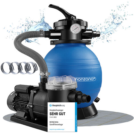 Depuratore sabbia MONZANA® SF96K da 9600 l/h a 30.000 l per piscina autoadescante 400 watt Adattatore 2 in 1 Ø32-38mm Valvola 7 vie depuratore sabbia pompa filtro piscina