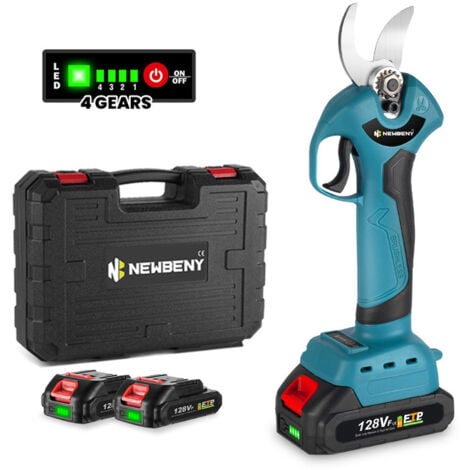 Forbici Elettriche da Potatura, Forbici Cordless 18V, Forbici, Tagliarami da Giardino, + 2 Batterie da 3,0 A + Caricabatterie, Compatibile con Batteria Makita