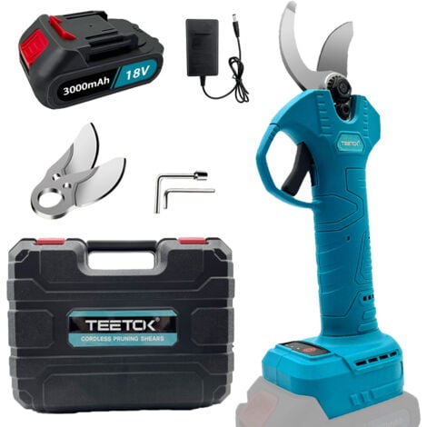 Forbici Elettriche da Potatura, Forbici da Potatura a Batteria, Tagliarami da Giardino, Interruttore di Sicurezza + Batteria da 3,0 Ah + Caricabatterie, Compatibile con Batteria Makita