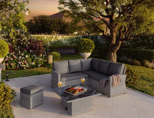 Mobili da giardino Davos NATERIAL grigio alluminio, 6 persone