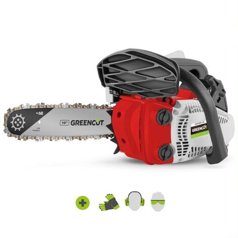 Motosega a benzina da 25,4 cc 1,4 CV, con lama da 10", avviamento facilitato, sistema antivibrante, include protezione lama e kit - Greencut GS250X-10